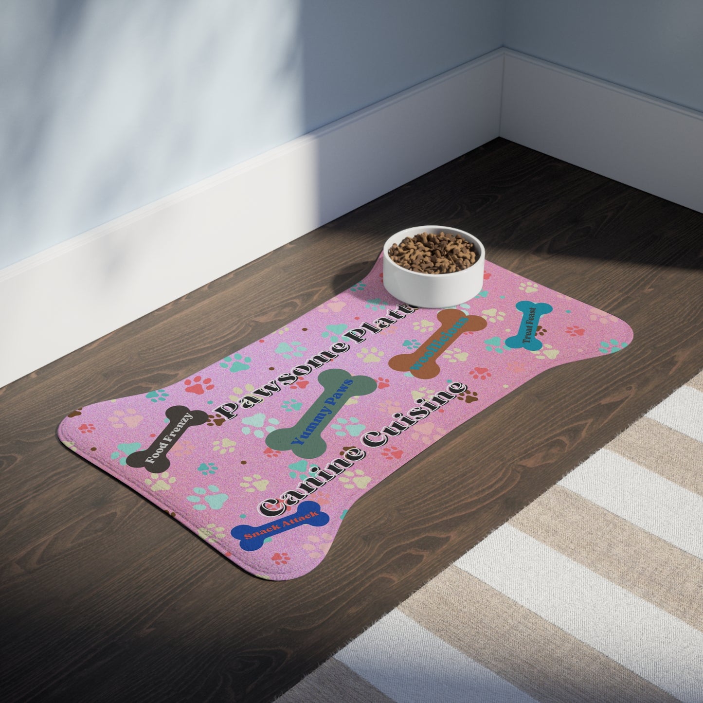 Dog Bone Personalized Pet Mat, dog mat, pet mat, food bowl mat, custom, dog decor, dog placemat, floor mat, memory foam pet mat, custom mat