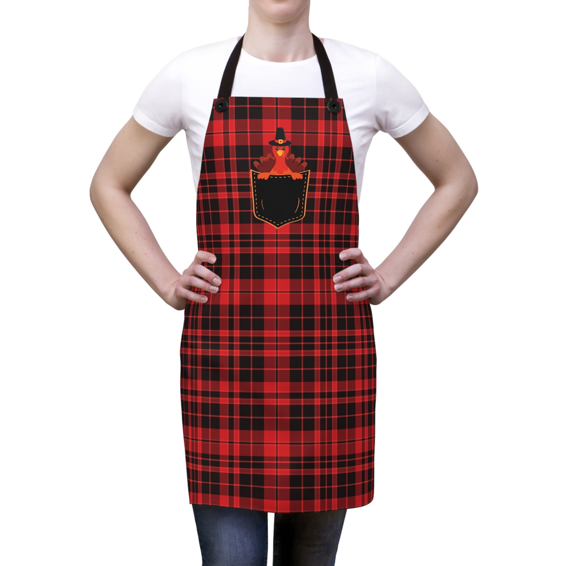 This delightful touch adds a festive and playful element to your holiday cooking. In addition to its aesthetic appeal, this apron is also highly functional, ensuring that you stay clean and protected while preparing your Thanksgiving feast.