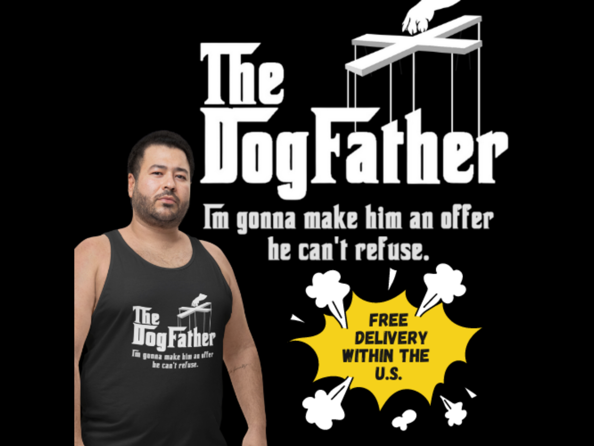 Beneath the DogFather, a popular line from the movie is cleverly incorporated: Im gonna make him an offer he cant refuse. This adds a touch of humor and familiarity to the design, making it a conversation starter wherever you go.