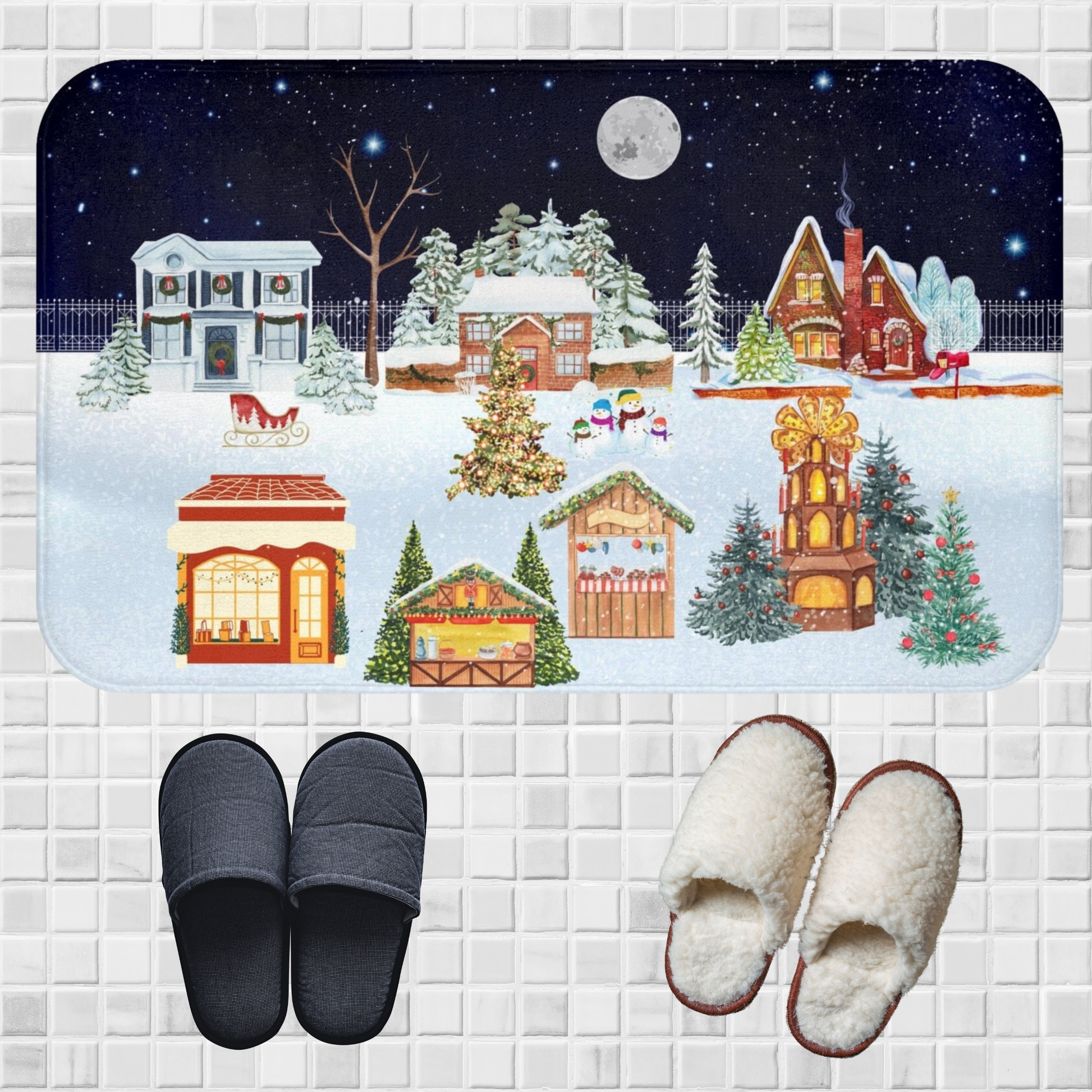  Step onto this soft and visually stunning mat, and let the magical atmosphere of the starlit snowy sky transport you to a place of relaxation and tranquility. As an added bonus we are offering free delivery inside the U.S.