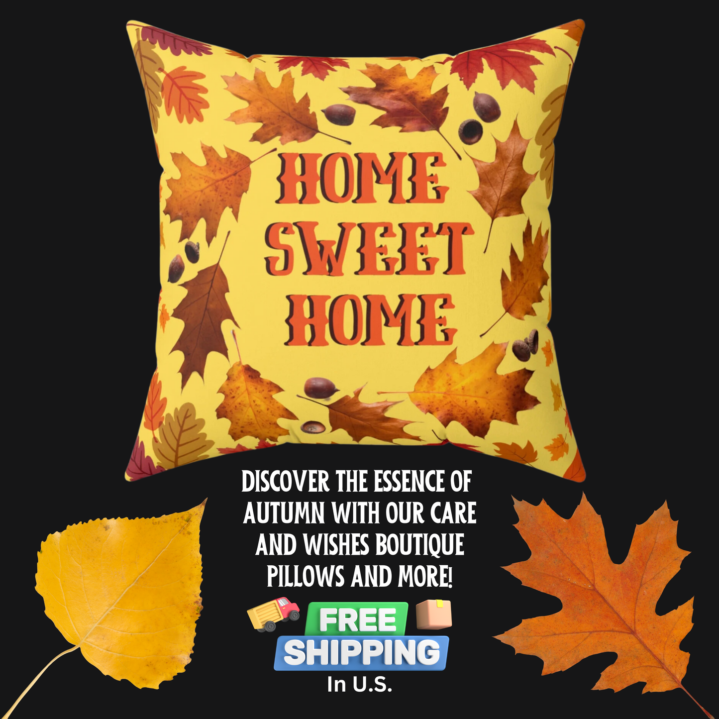 Pillow, Home Sweet Home Pillow, Livingroom Decor, Couch Pillow, Housewarming Gift, Wedding Gift, Bridal Shower Gift, Fall Pillow, Autumn