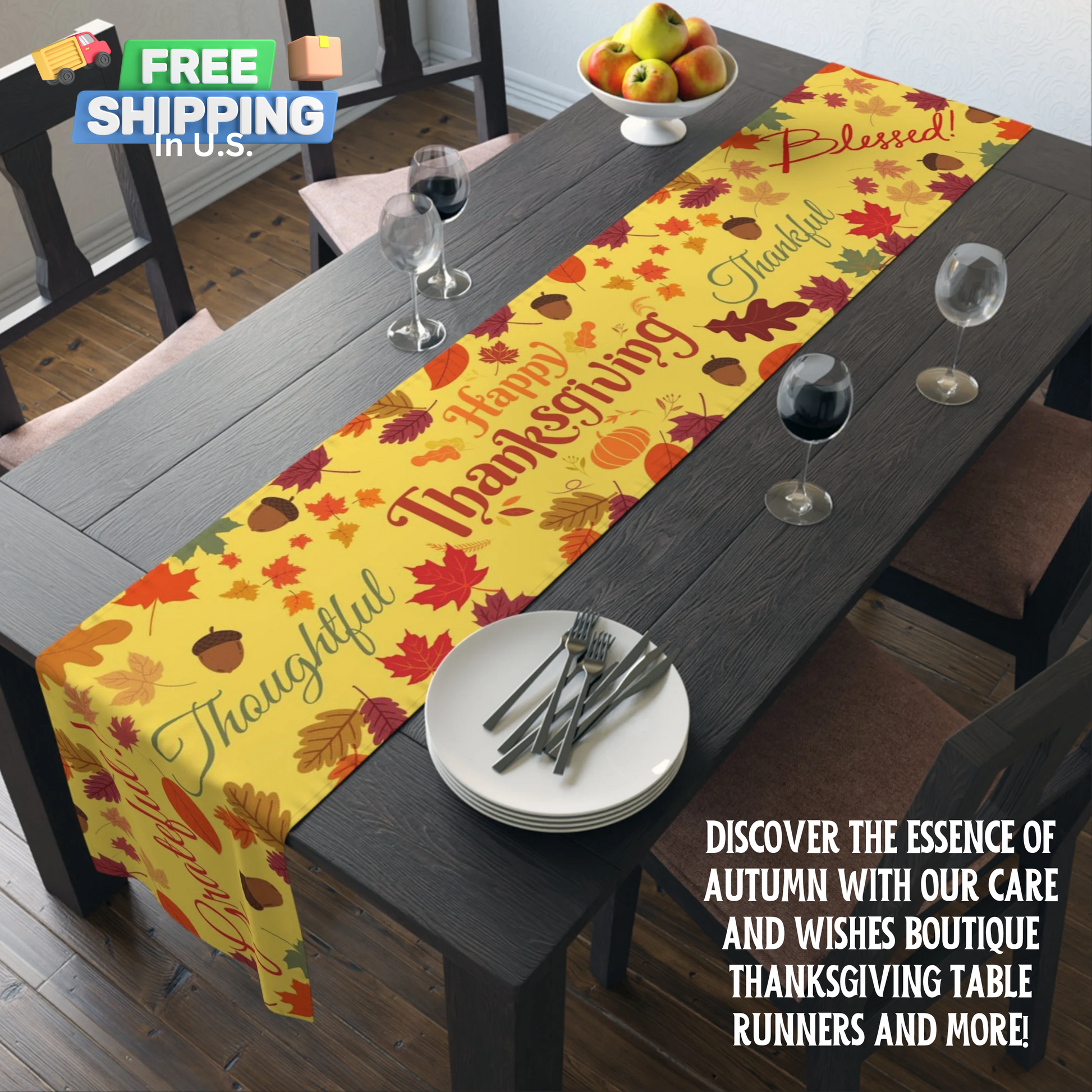 Each runner comes with professionally hemmed edges, adding a touch of elegance to your table setting. The runner is thoughtfully designed with the theme of Thanksgiving in mind.