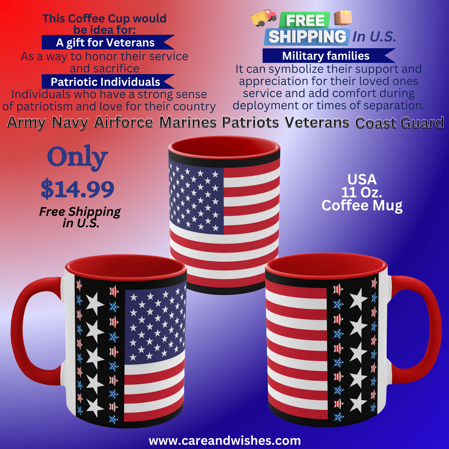 Military Coffee Mug, Military Coffee Cup, Freedom Cup, Airforce Mug, Airforce Cup, USA Mug, Patriot Coffee Cup, Army Mug, Navy Mug, Marines