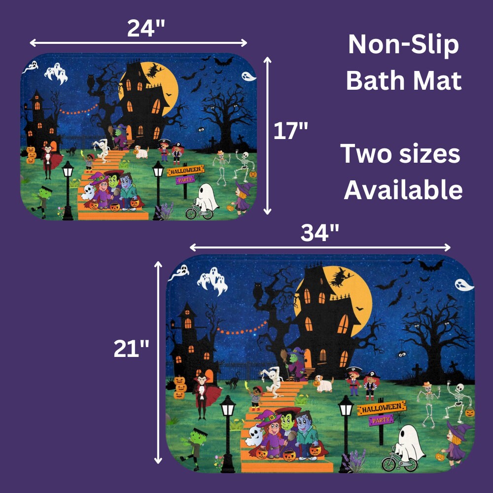 Upgrade your bathroom decor with our Boutique Bath Mat and indulge in the perfect combination of comfort, style, and Halloween-themed charm.