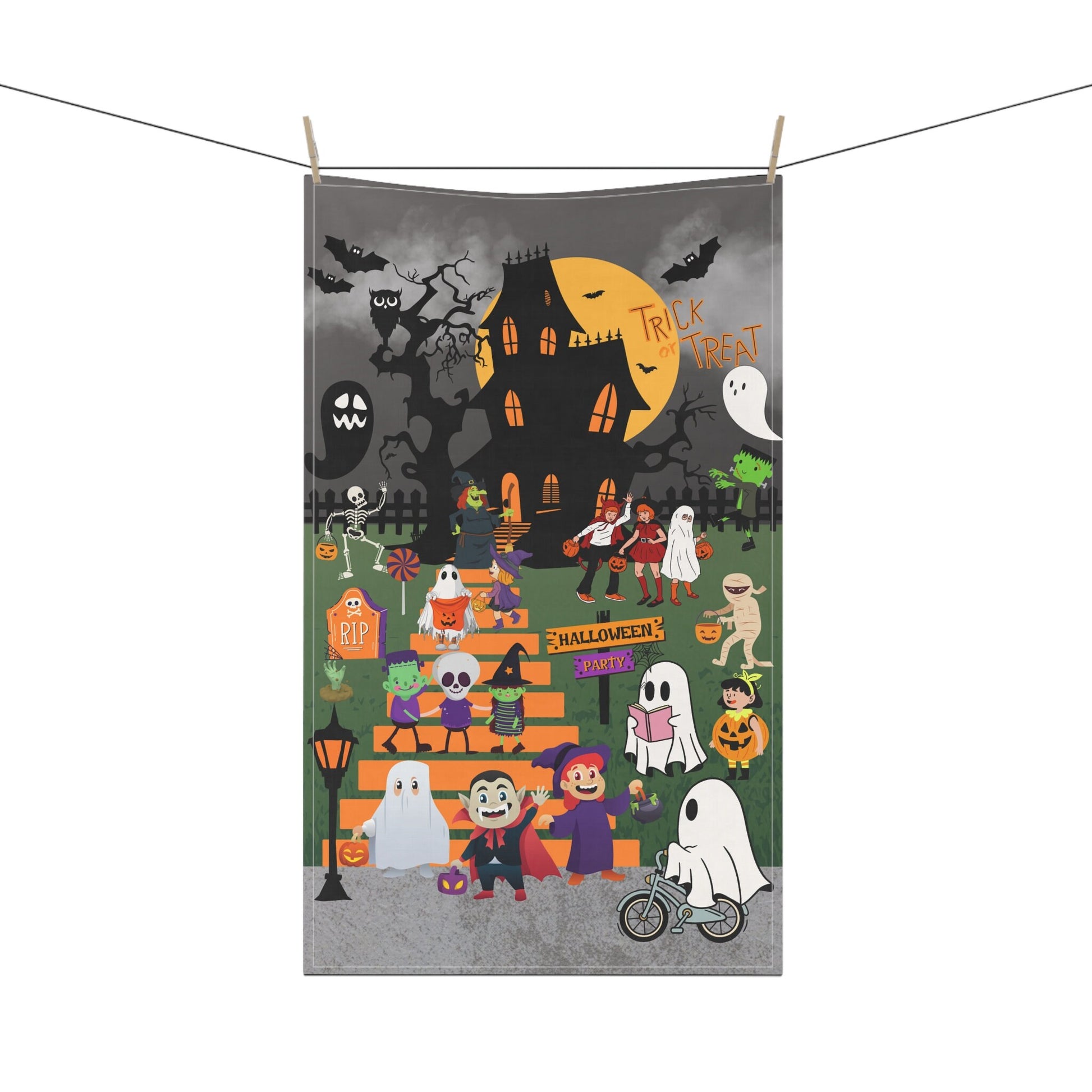 As a special offer, we are thrilled to provide free delivery for our "Haunted Halloween Delights" kitchen towel. So go ahead and treat yourself or surprise a loved one with this charming and practical accessory that captures the spirit of Halloween.