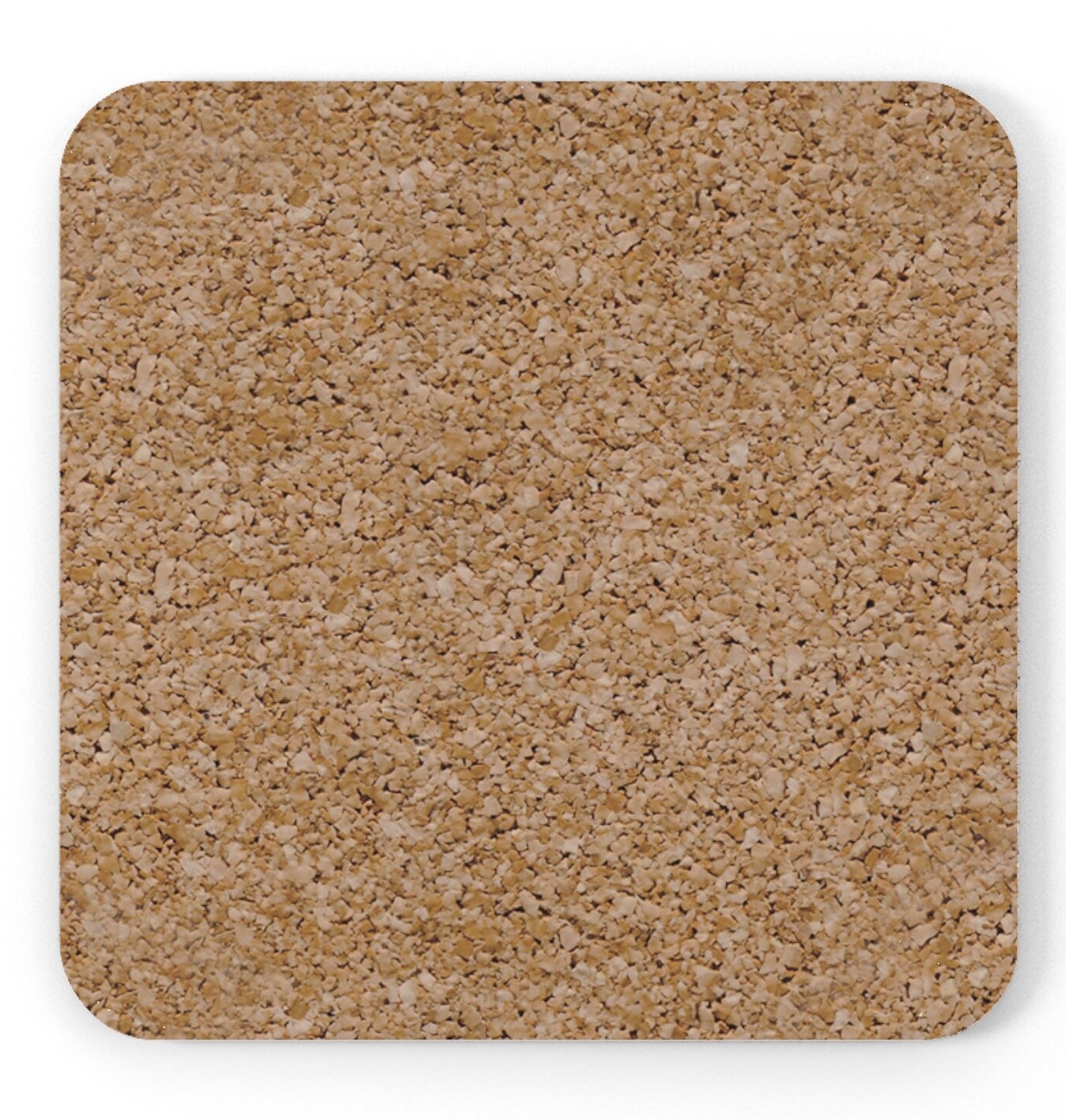 Material is Genuine cork bottom finished with a glossy white top made of polyester-coated hardboard