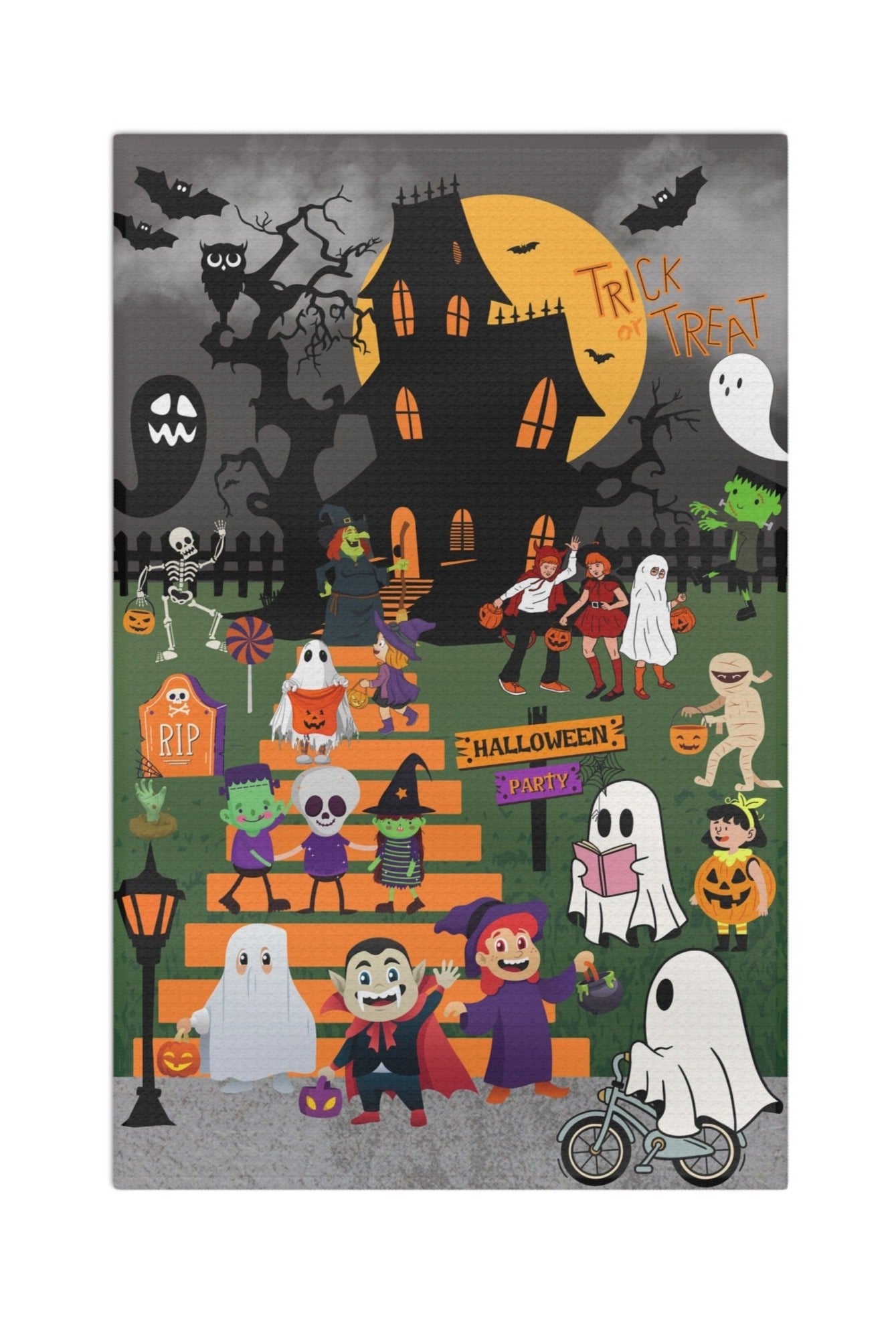 Halloween Soft Tea Towel, Free Delivery, Holiday Towel, Halloween Party, Witch, Ghosts, Trick or Treaters, Halloween Cloth, Halloween Gift